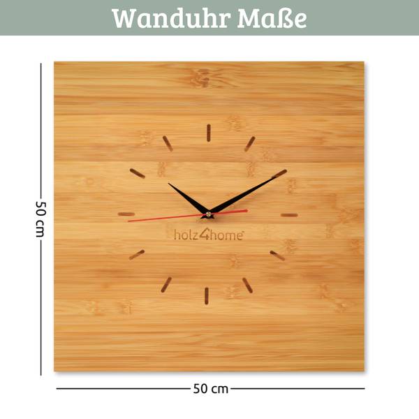 Wanduhr BAMBU Braun - Bambus - 50 x 50 x 2 cm