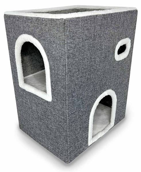 Katzenhaus Gordon Grau - Holzwerkstoff - 36 x 58 x 46 cm
