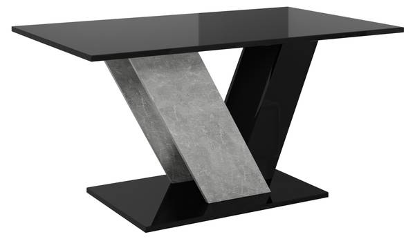 Couchtisch Dubai Beton Dekor - Hochglanz Schwarz