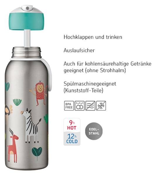 Thermoflasche Flip-Up Campus Violett - Türkis - Metall - 7 x 21 x 7 cm