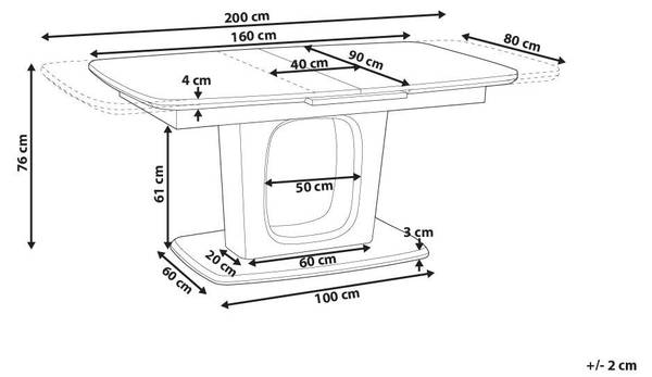 Table extensible BERRIGAN Beige - Marron - Bois manufacturé - 90 x 76 x 160 cm