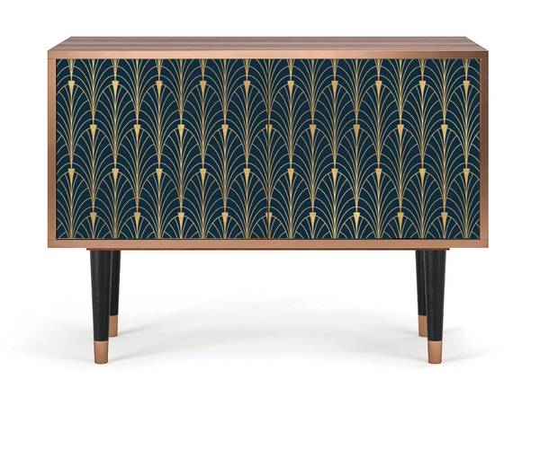 Sideboard S1 Walnuss Schwarz - Holzwerkstoff - 94 x 94 x 48 cm