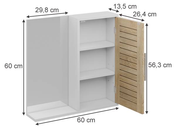 Badspiegelschrank Looma 57486 Braun - Weiß - Holzwerkstoff - 60 x 60 x 14 cm