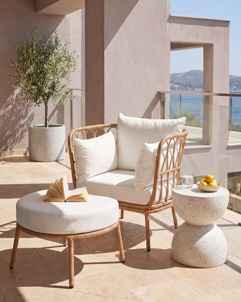 Sessel FONNI 2-tlg Braun - Weiß - Polyester PVC - 75 x 85 x 55 cm