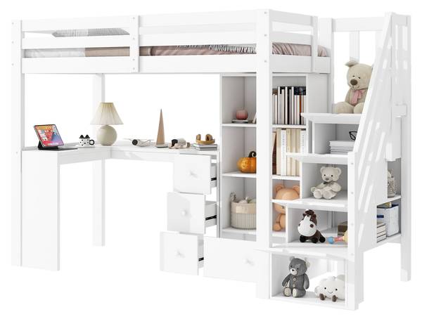 Lit mezzanine LucyWoody Ⅰ Noir - Pin - 95 x 160 x 254 cm