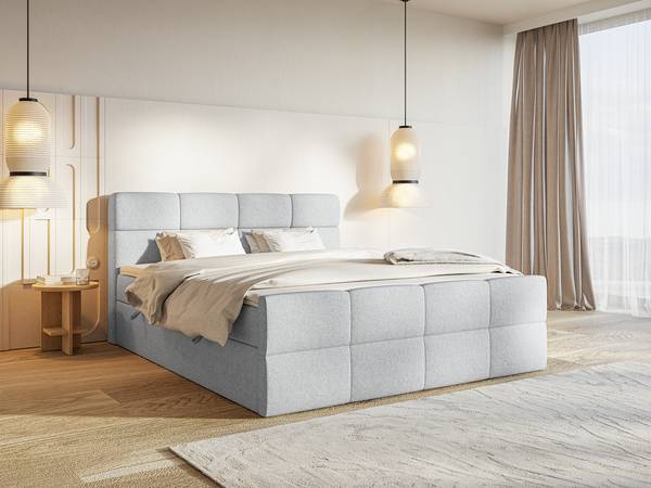 Boxspringbett ALZEA Silber - Breite: 200 cm