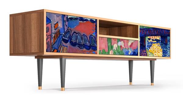 TV-Lowboard T6 Walnuss Pink - Holzwerkstoff - 170 x 59 x 41 cm