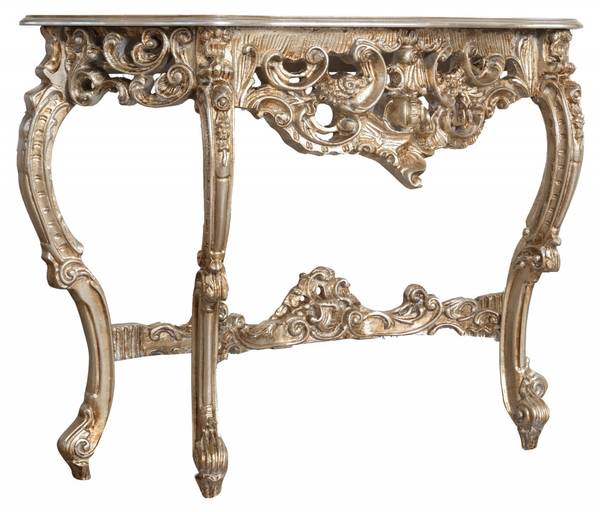 Console Haltafel BAROK II zilver - massief hout - 38 x 87 x 125 cm