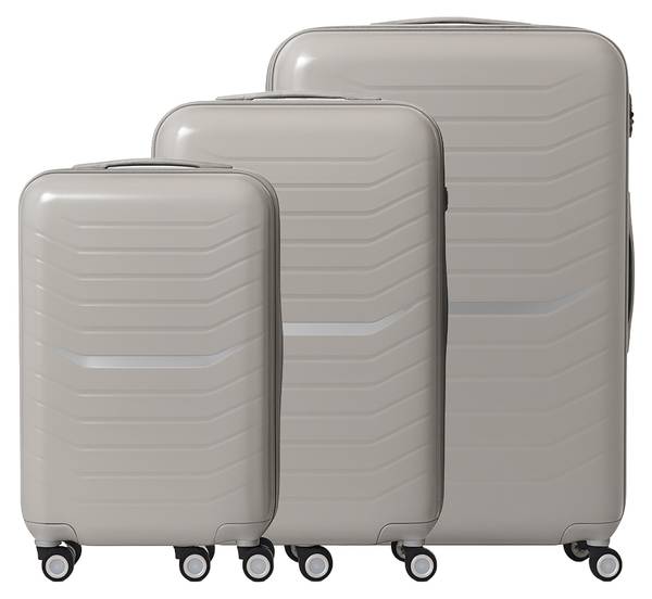 Kofferset 3-teilig Beige - Schwarz - Kunststoff - 48 x 75 x 29 cm