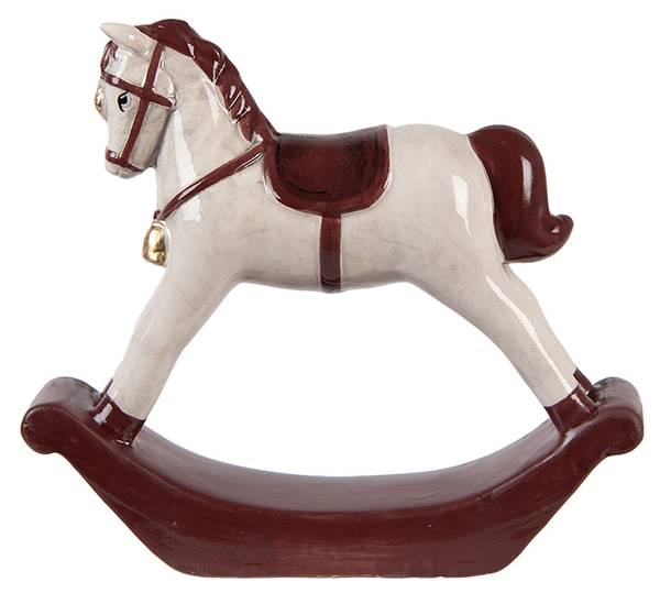 Beeld Hobbelpaard Xmas-Dylan beige - keramiek - 4 x 14 x 15 cm