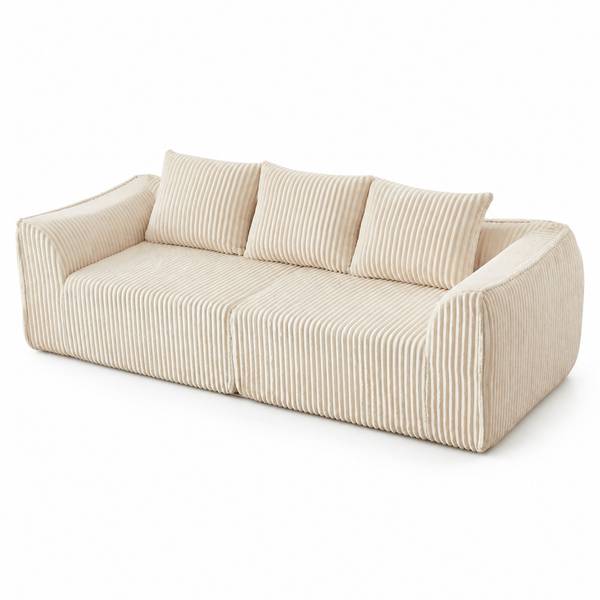 Ecksofa OK-SEATS-021 mit Kissen Beige - Cord - 236 x 73 x 101 cm