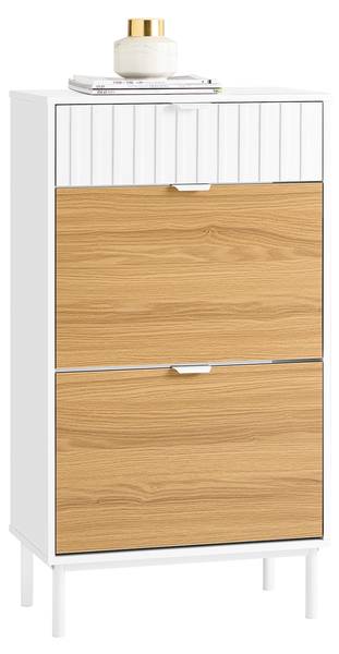 Schoenenkast FSR174-WN bruin - wit - plaatmateriaal op houtbasis - metaal - 60 x 110 x 35 cm