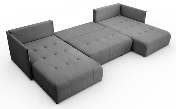 Ecksofa APOLLO U mit Schlaffunktion Grau - Polyester - 348 x 93 x 188 cm