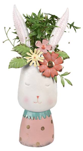 Blumentopf Kaninchen Norasi Weiß - Metall - 19 x 62 x 29 cm