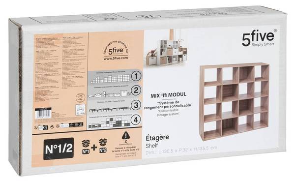 Regal mit 16 Fächern MIX N MODUL Beige - Holzwerkstoff - 32 x 135 x 135 cm