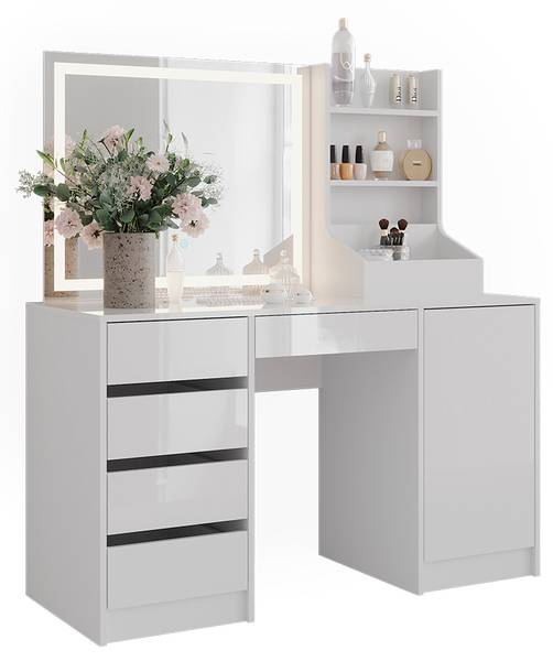 Schminktisch Sherry 57647 3er set Weiß - Holzwerkstoff - 129 x 76 x 51 cm