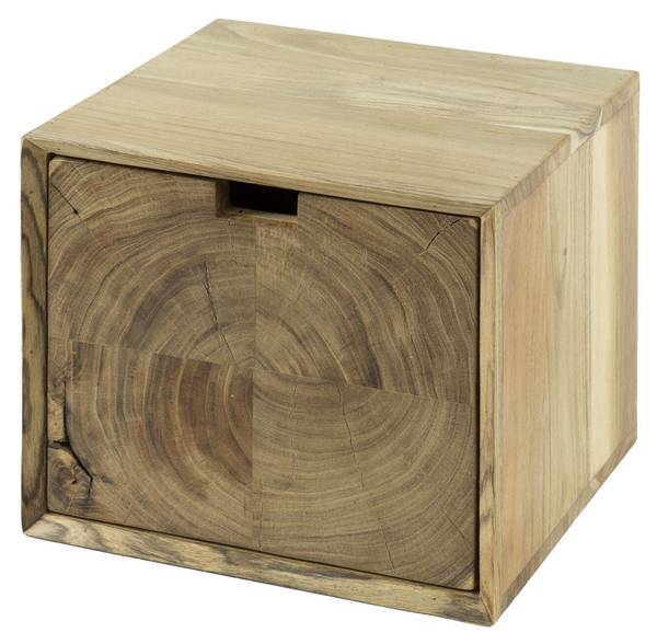 Nachtkastje BLOCK bruin - massief hout - 30 x 25 x 29 cm