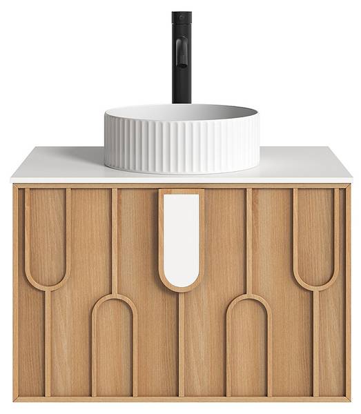 Einzelwaschtisch MERKAN Braun - Holz teilmassiv - 75 x 49 x 50 cm