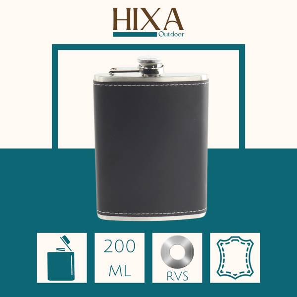HIXA Heupfles - Zwart Schwarz - Metall - 9 x 2 x 12 cm