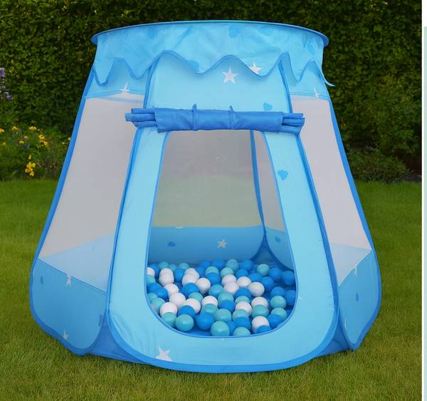 Bällebad mit 100 Bällen Blau - Polyester - Stahl - 118 x 95 x 118 cm