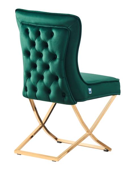 Trafalgar Esszimmerstuhl 2er-Set Grün - Samt - 51 x 95 x 70 cm