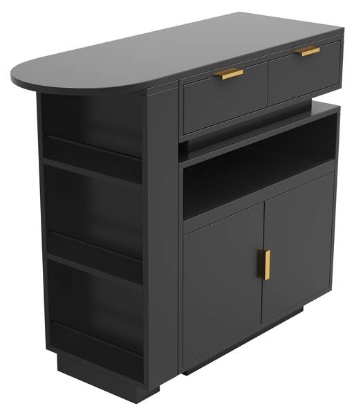 Bartisch QUASARRIFTZ Schwarz - Holzwerkstoff - 183 x 90 x 40 cm