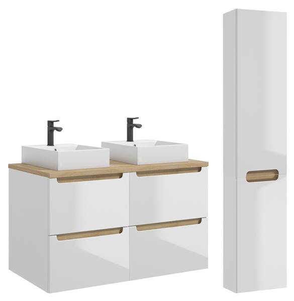 Badmöbel Livia 2er-Set Weiß - Melamin - 120 x 63 x 46 cm