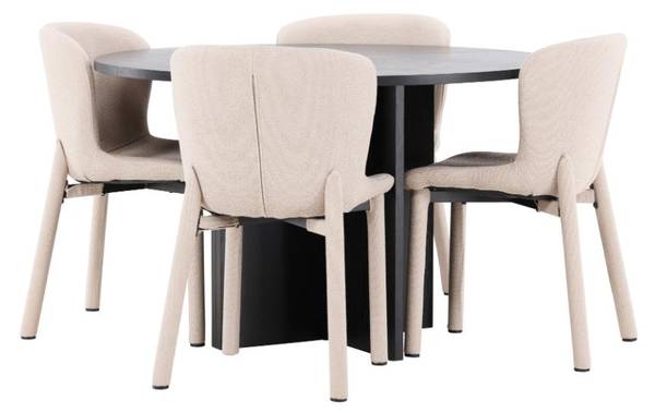 Essgruppe Strada 5-teilig Beige - Schwarz - Holzwerkstoff - 120 x 74 x 120 cm