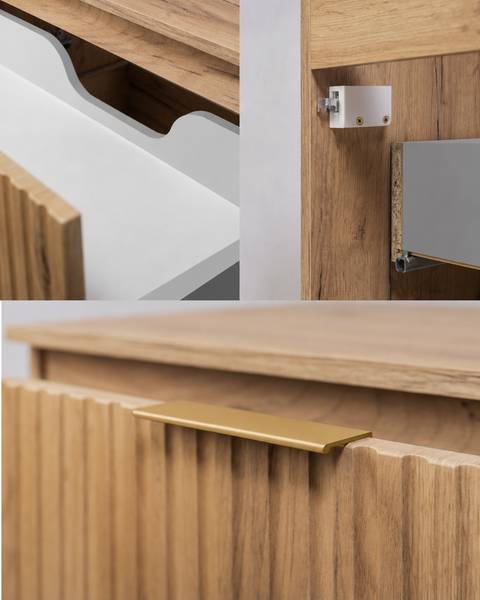 Badezimmerschrank Loara X Schwarz - Braun - Gold - Holzwerkstoff - 140 x 57 x 46 cm