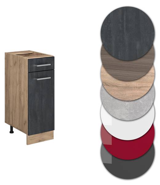 Keukenonderkast R-Line 47544 zwart - zandkleurige eikenhouten look