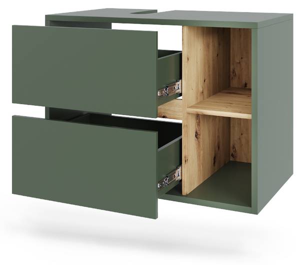 Meuble sous vasque Viola 54870 Vert - Imitation chêne noueux