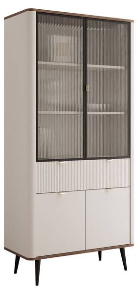 Vitrinenschrank NAVANI 90 Beige - Walnuss
