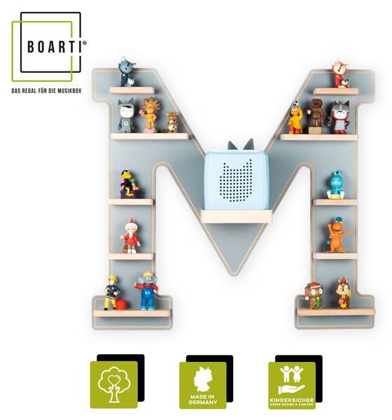 Wandregal Buchstabe M Grau - Holzwerkstoff - 60 x 54 x 19 cm