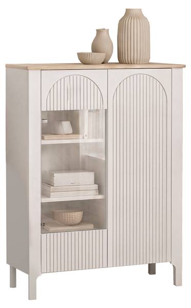 Vitrine Marbella Beige - Holzwerkstoff - 103 x 146 x 41 cm