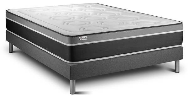 Bettgestell und Matratze VITAL CARE - Grau - Massivholz - 135 x 55 x 200 cm