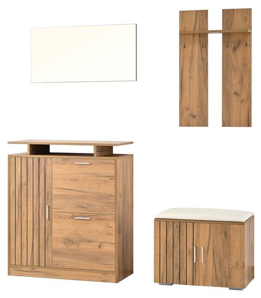 Kledingkastset NaturSHEF bruin - plaatmateriaal op houtbasis - 35 x 133 x 140 cm