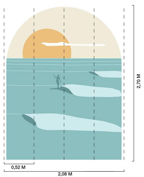 Tapete Surfen Am Sunset Papier - 208 x 270 x 1080 cm