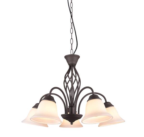LED Kronleuchter Landhaus Glas Weiß Braun - Weiß - Milchglas - 60 x 150 x 60 cm