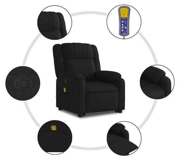 Massagesessel mit Aufstehhilfe 3032397-2 Schwarz
