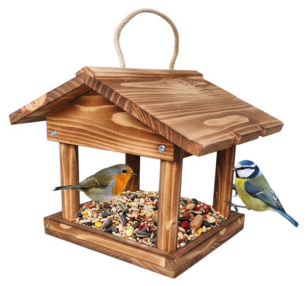 Vogelfutterhaus zum Aufhängen Braun - Holzwerkstoff - 26 x 22 x 22 cm