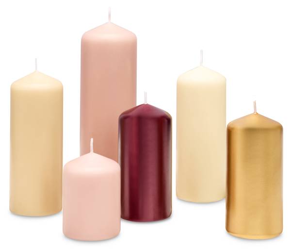 Glatte Stumpkerzen (6er Set) Wachs - 15 x 22 x 21 cm