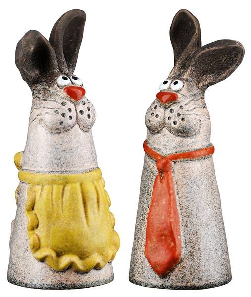 Zaunfigur Klaus Claudia 2er Set Braun - Keramik - 10 x 23 x 10 cm