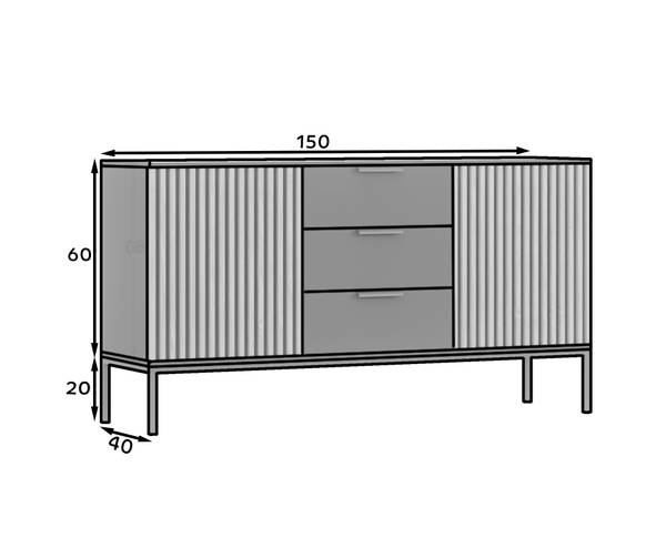 Sideboard Noville Braun - Holzwerkstoff - 150 x 80 x 40 cm