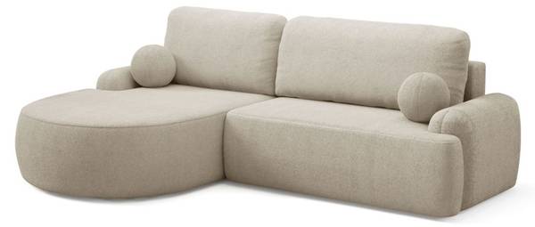 Rundes Ecksofa CLEO  mit Schlaffunktion Beige - Polyester - 264 x 89 x 172 cm
