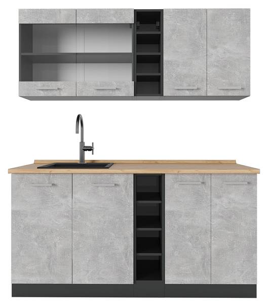 Singleküche R-Line 53592 Grau - Chrom - 160 x 82 x 46 cm