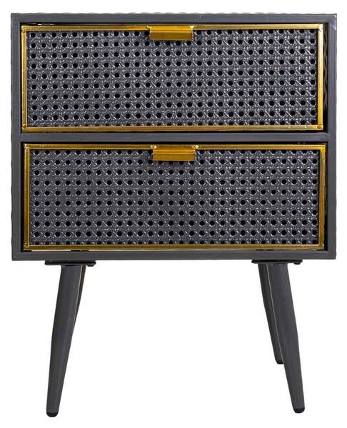 Nachttisch Volga Grau - Metall - 50 x 62 x 30 cm