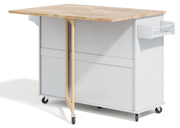 Keukenwagen WoodyZoom Ⅲ grijs - plaatmateriaal op houtbasis - 43 x 92 x 137 cm