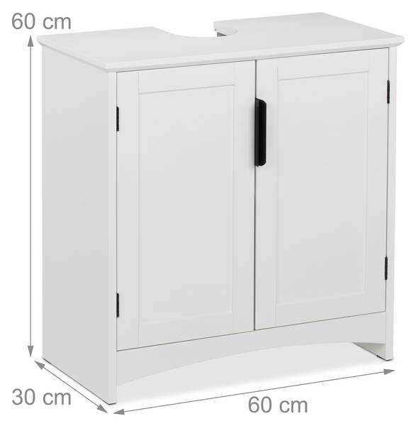 Meuble sous lavabo Noir - Blanc - Fer - 60 x 60 x 30 cm