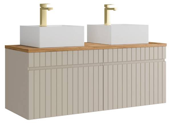 Doppelwaschtisch SATARA Beige - Holz teilmassiv - 120 x 46 x 46 cm