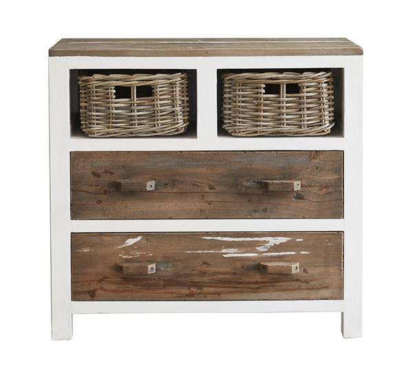 Kommode HONFLEUR Weiß - Massivholz - 80 x 75 x 45 cm